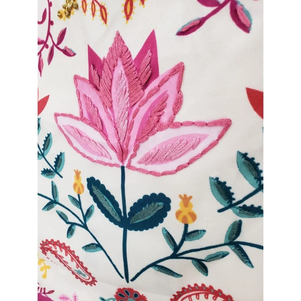 NEW embroidered lotus floral boho bohemian colorful‎ table runner cover velvet